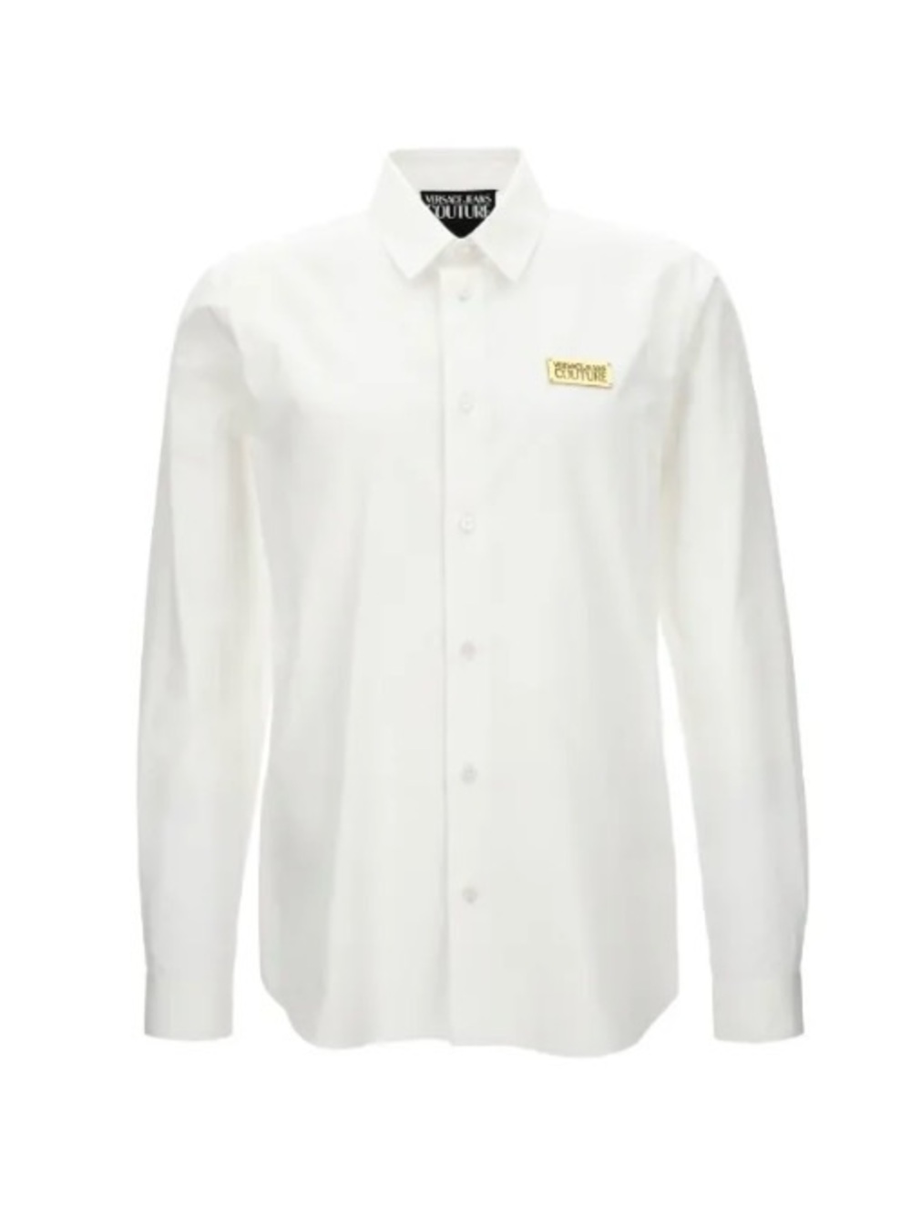 Versace Jeans Collection White Long-Sleeve Button Shirt with Gold Logo